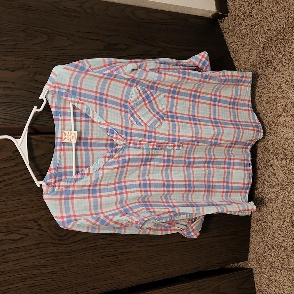 Red, White, and Blue Plaid Shirt